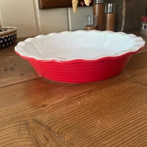 Large Red Ceramic Pie Dish 11.5” x 3”